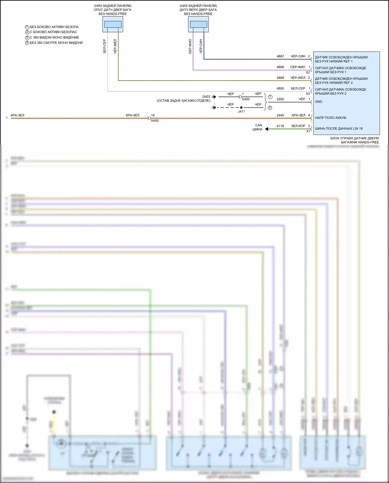 Terrain GMC II рестайлинг (2021-2024): Электросхема дверей силового багажника (2 из 2) 