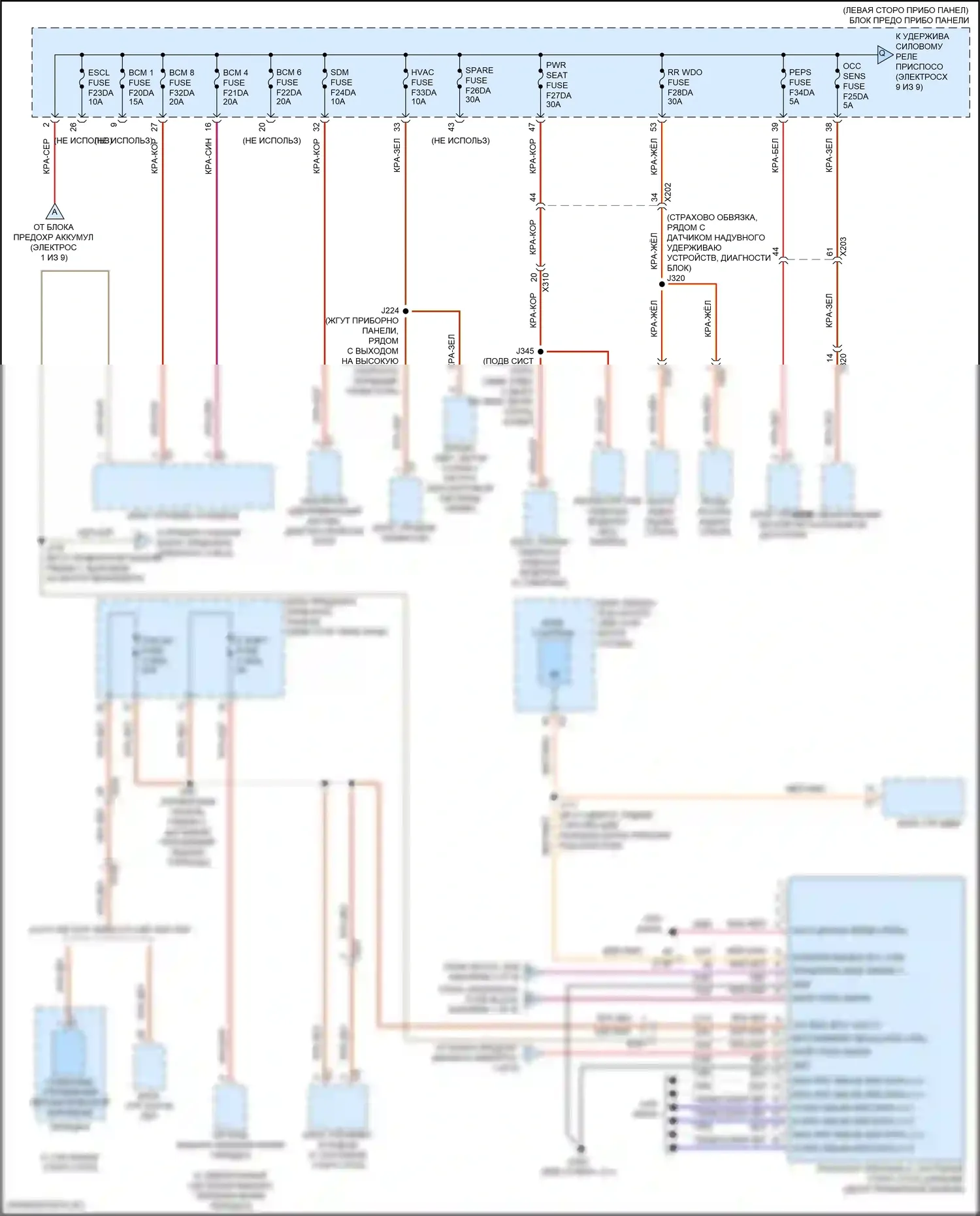 Terrain GMC II рестайлинг (2021-2024): Электросхема блока предохранителей реле (3 из 9) 