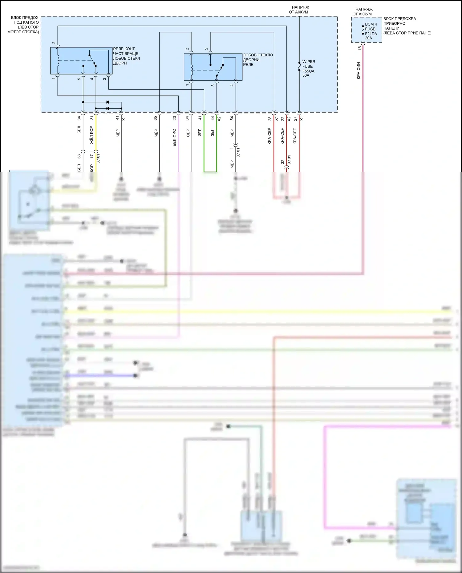 Terrain GMC II рестайлинг (2021-2024): Дворники и омыватели электросхема (1 из 2) 