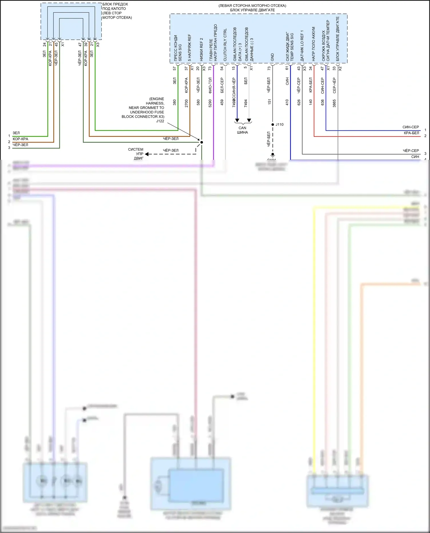 Terrain GMC II рестайлинг (2021-2024): Электросхема климат контроля (3 из 4) 