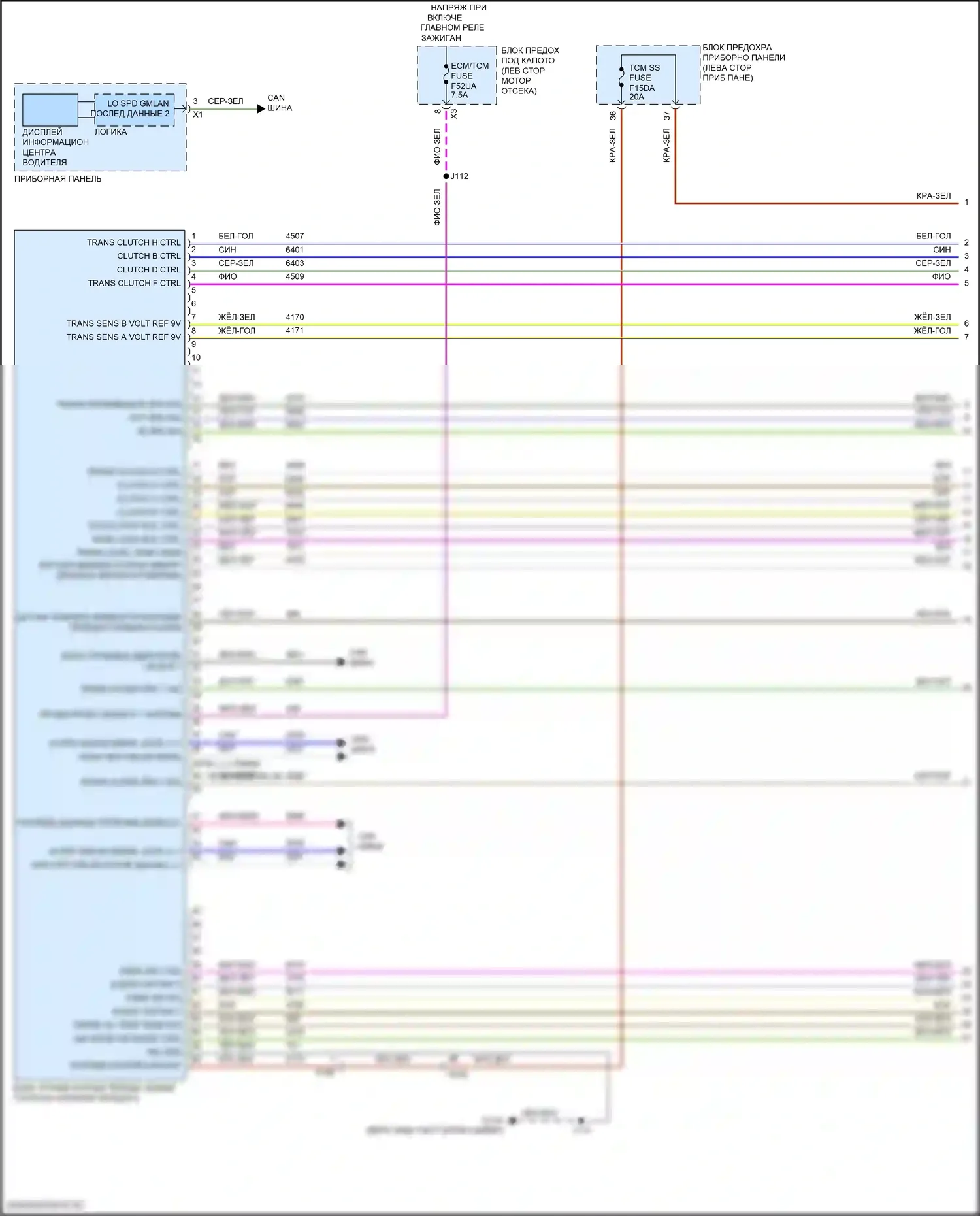 Terrain GMC II рестайлинг (2021-2024): Электросхема автоматической коробки передач, 9 скоростей (1 из 4) 