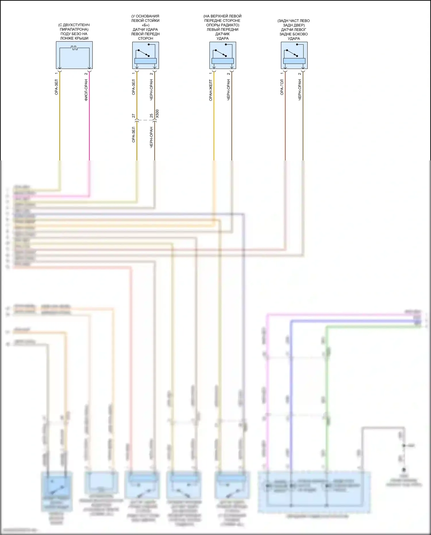 Terrain GMC II рестайлинг (2021-2024): Электросхема подушек безопасности (2 из 3) 