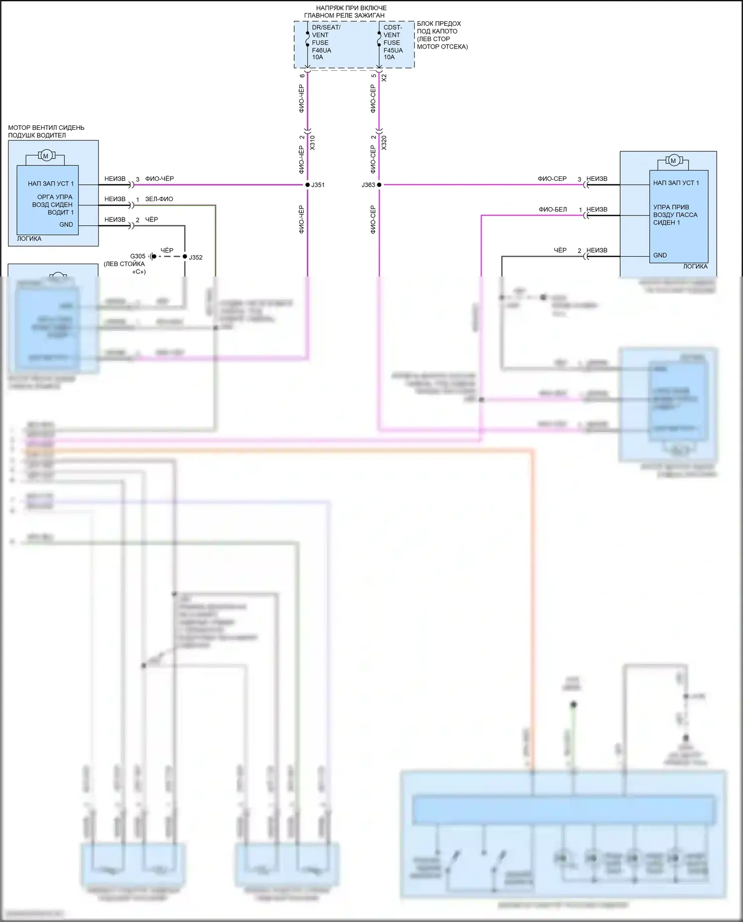 Terrain GMC II рестайлинг (2021-2024): Электросхема передних обогреваемых сидений, с вентиляцией (2 из 2) 