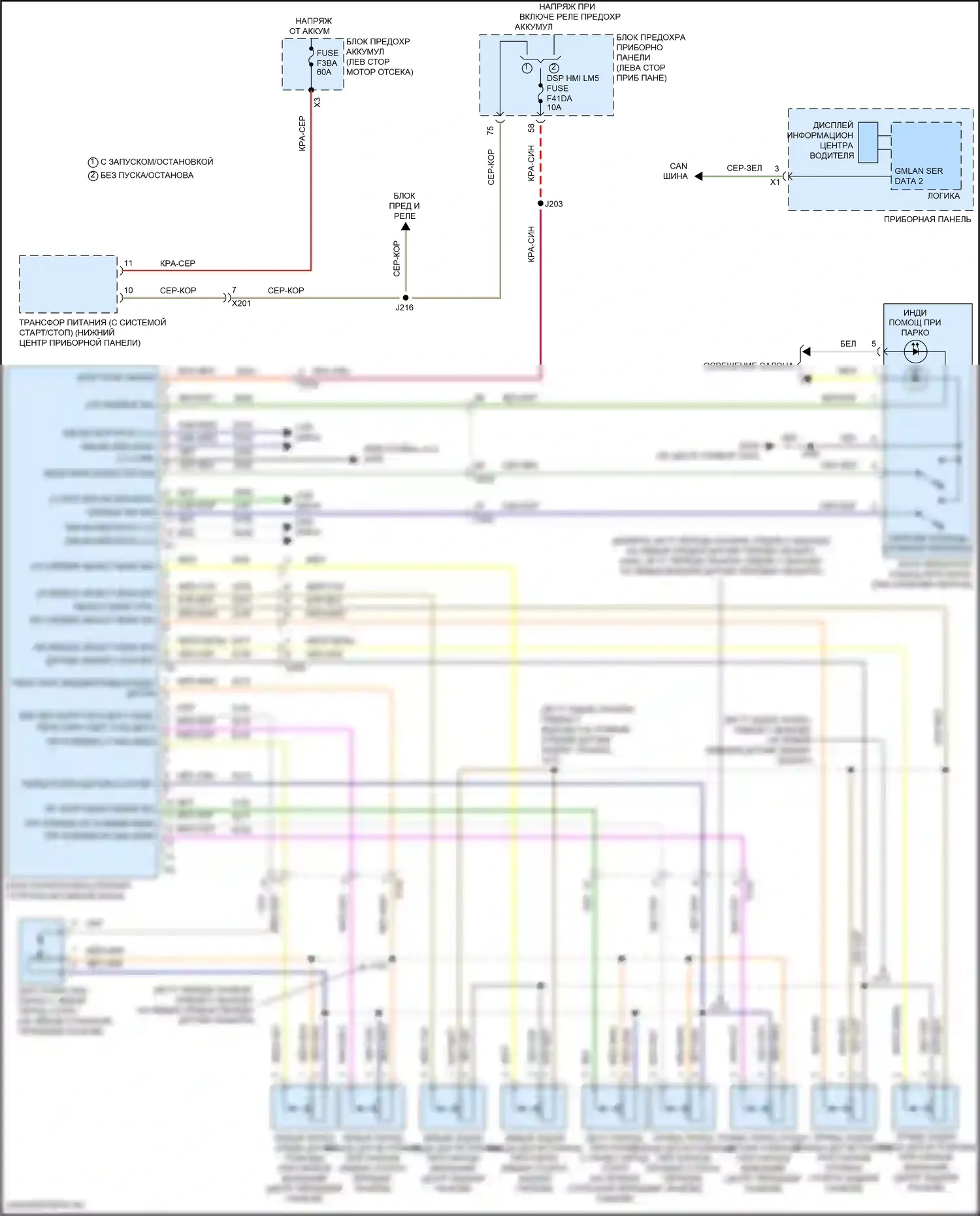 Terrain GMC II рестайлинг (2021-2024): Электросхема парктроника 