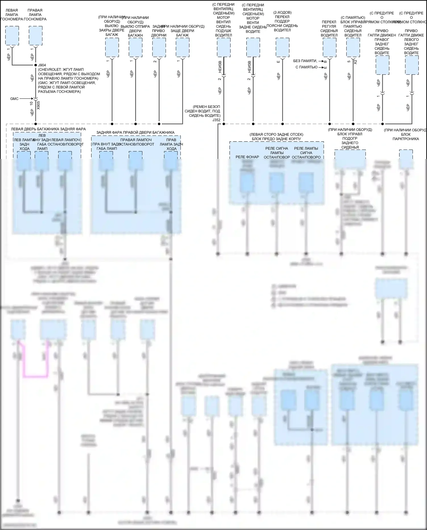 Terrain GMC II рестайлинг (2021-2024): Электросхема разводки массы (6 из 6) 