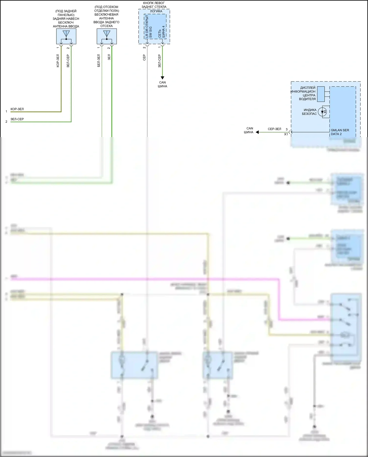 Terrain GMC II рестайлинг (2021-2024): Электросхема центрального замка, с пассивным бесключевым доступом (4 из 4) 