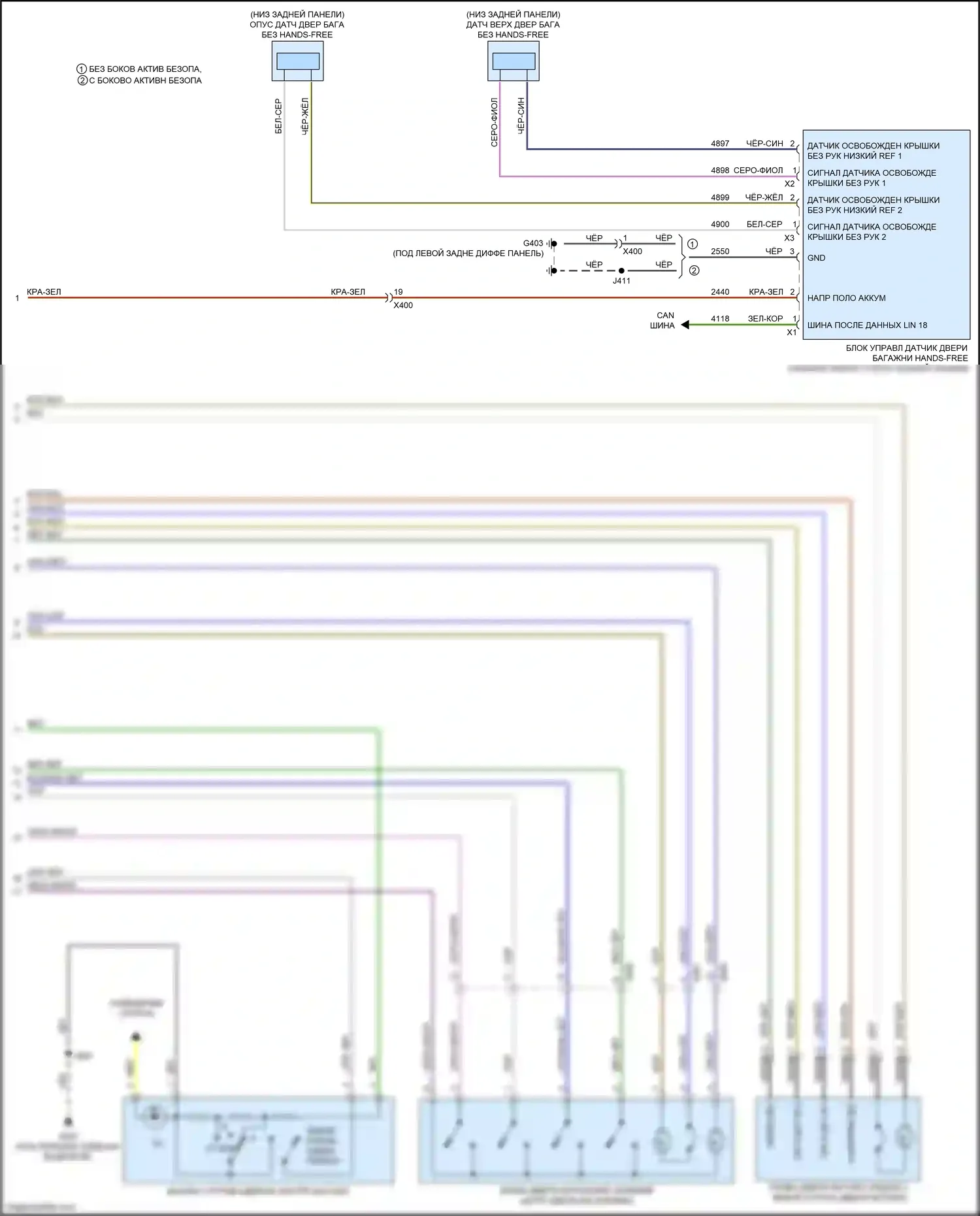 Terrain GMC II (2017-2021): Электросхема дверей силового багажника (2 из 2) 