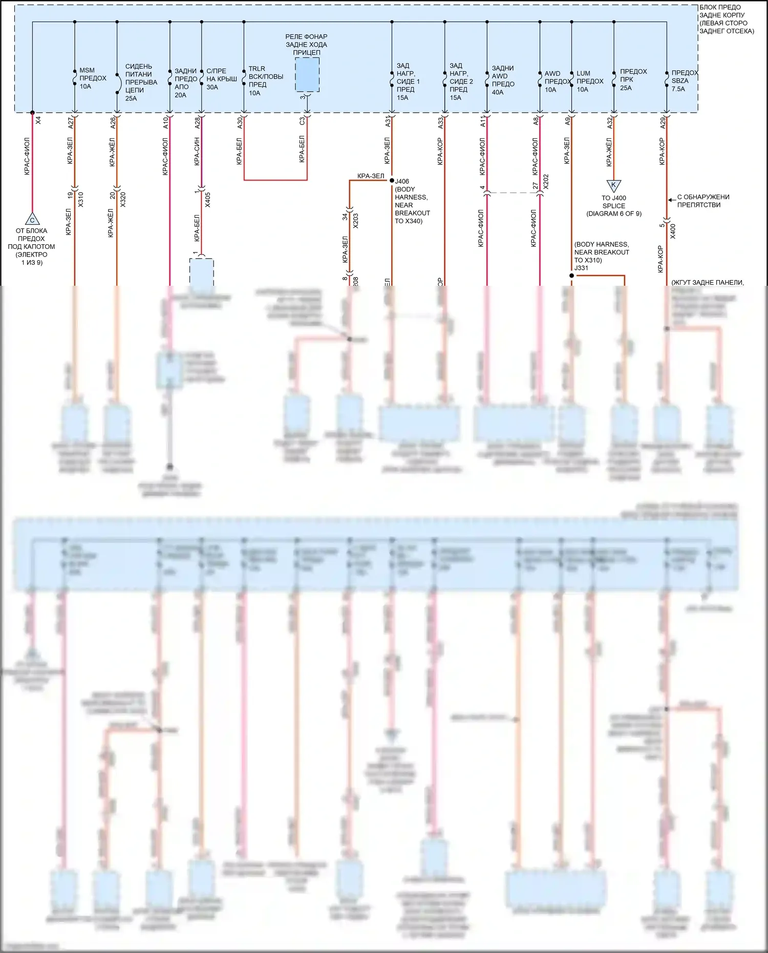 Terrain GMC II (2017-2021): Электросхема блока предохранителей реле (5 из 9) 