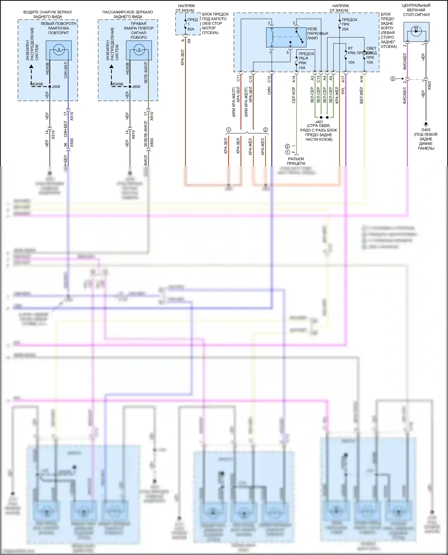 Terrain GMC II (2017-2021): Электросхема фар и фонарей (3 из 3) 