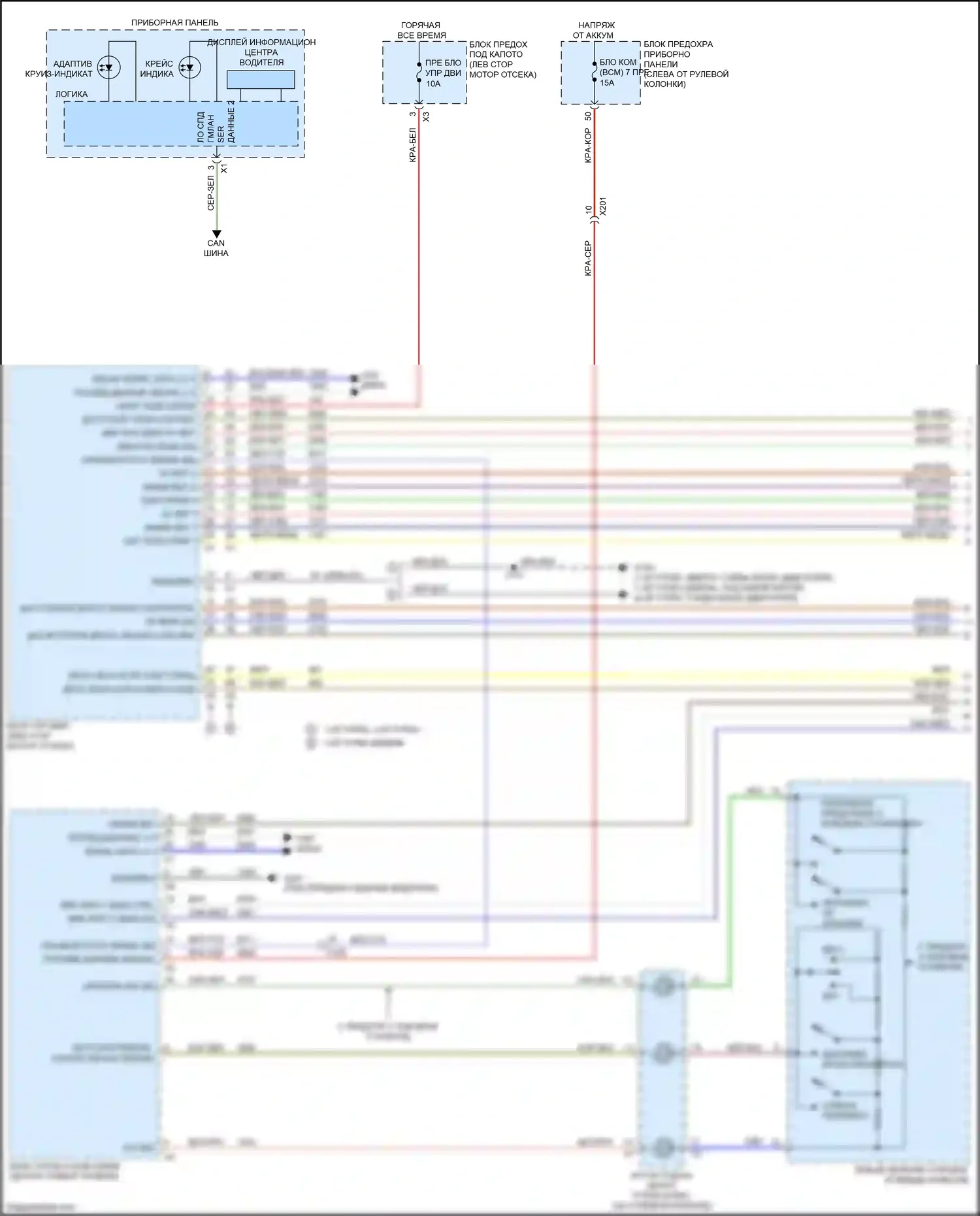 Terrain GMC II (2017-2021): Электросхема круиз-контроля, без адаптивного круиз-контроля (1 из 2) 