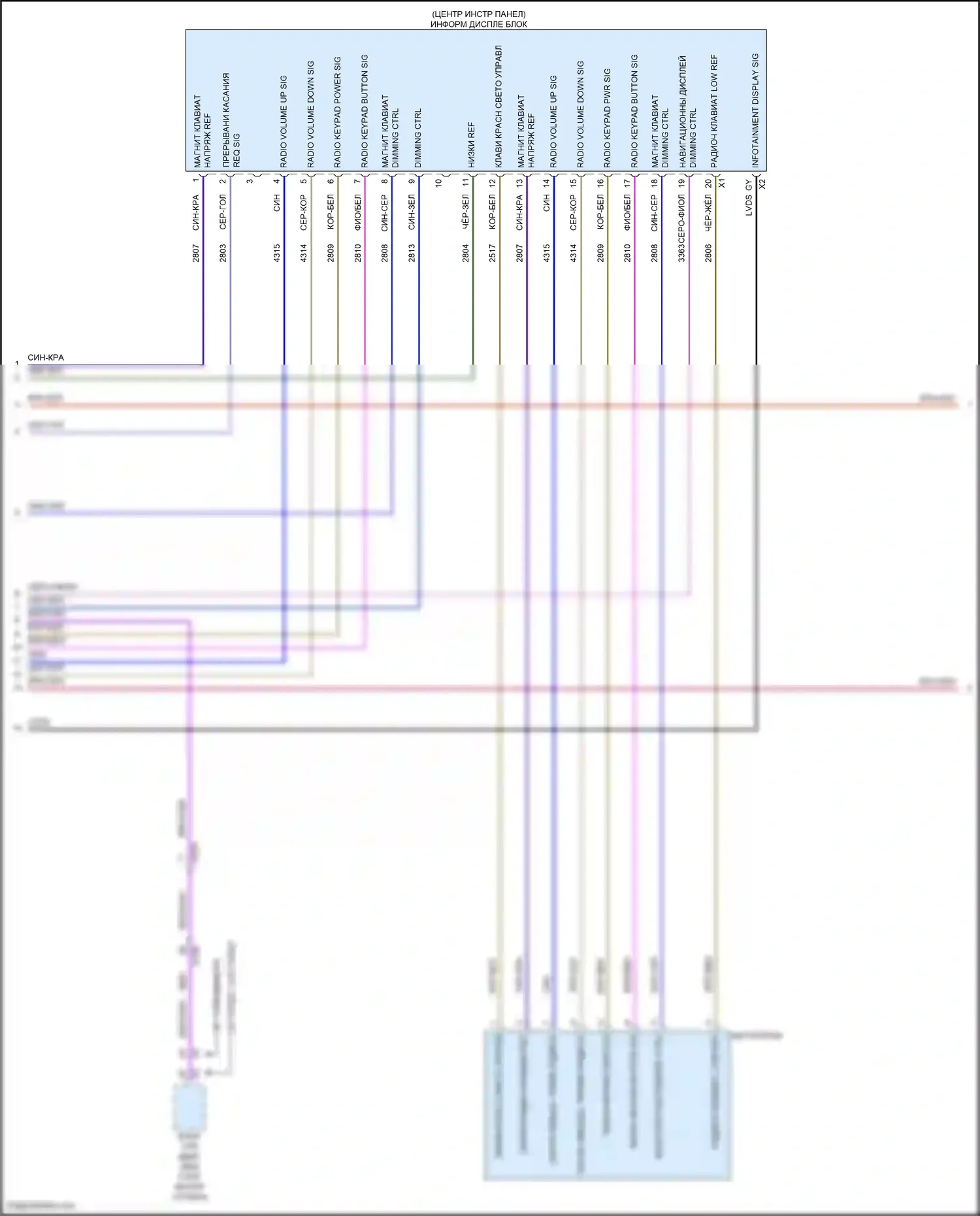 Terrain GMC II (2017-2021): Электросхема магнитолы, низкий уровень (2 из 4) 