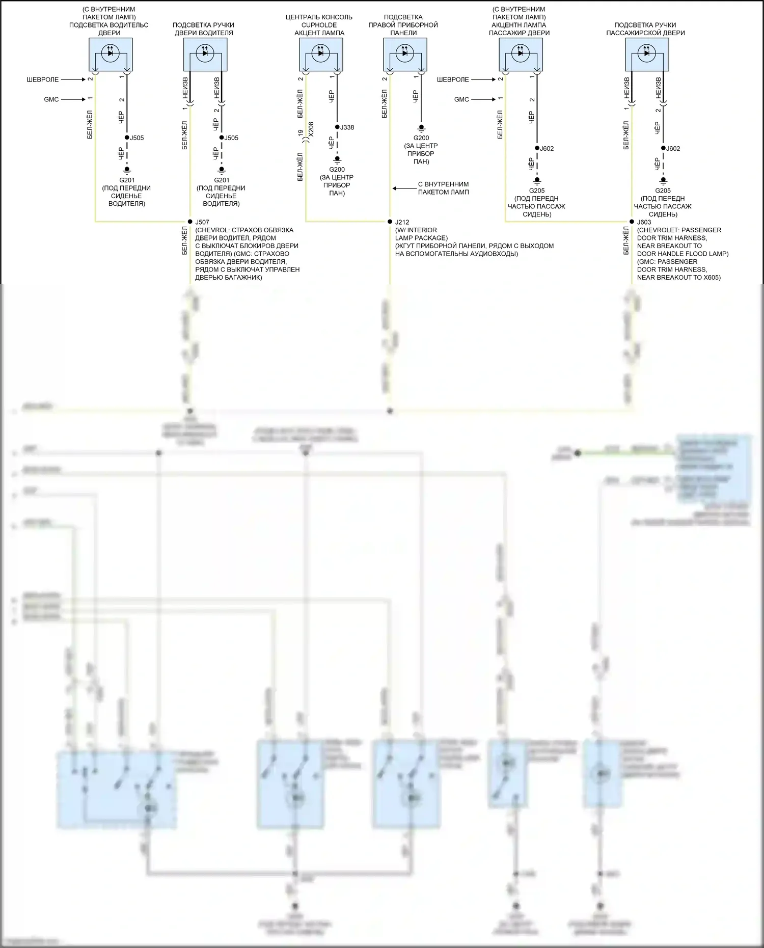 Terrain GMC II (2017-2021): Электросхема освещения салона (2 из 2) 