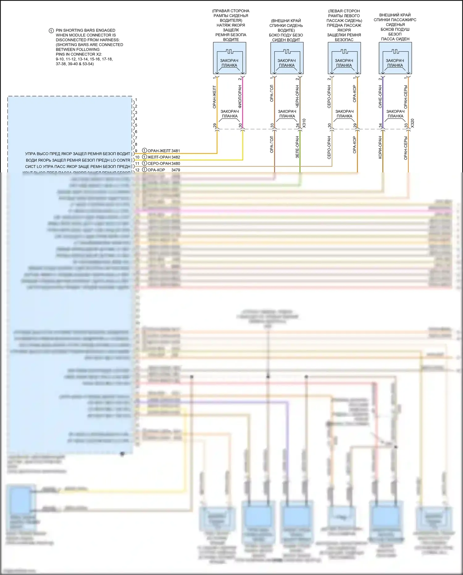 Terrain GMC II (2017-2021): Электросхема подушек безопасности (1 из 3) 