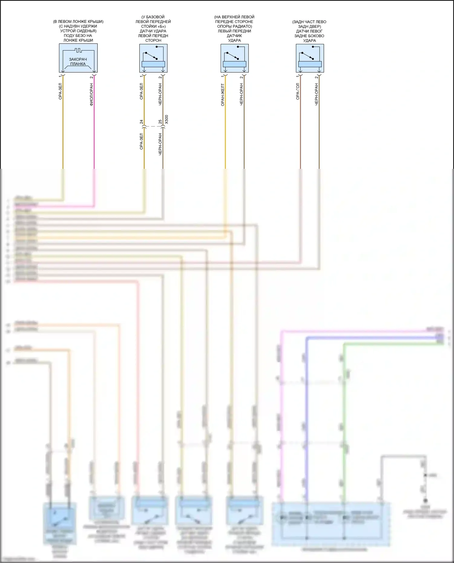 Terrain GMC II (2017-2021): Электросхема подушек безопасности (2 из 3) 