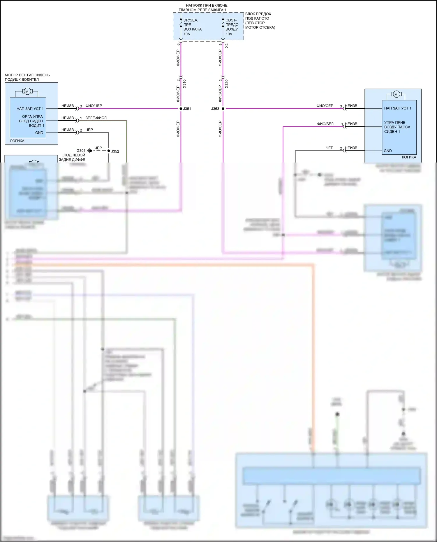 Terrain GMC II (2017-2021): Электросхема передних обогреваемых сидений, с вентиляцией (2 из 2) 