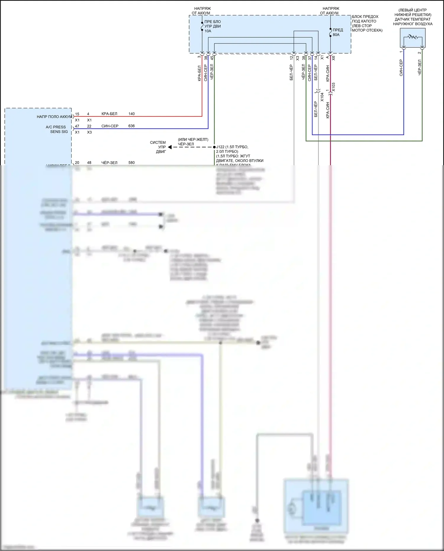 Terrain GMC II (2017-2021): Электросхема вентилятора охлаждения 