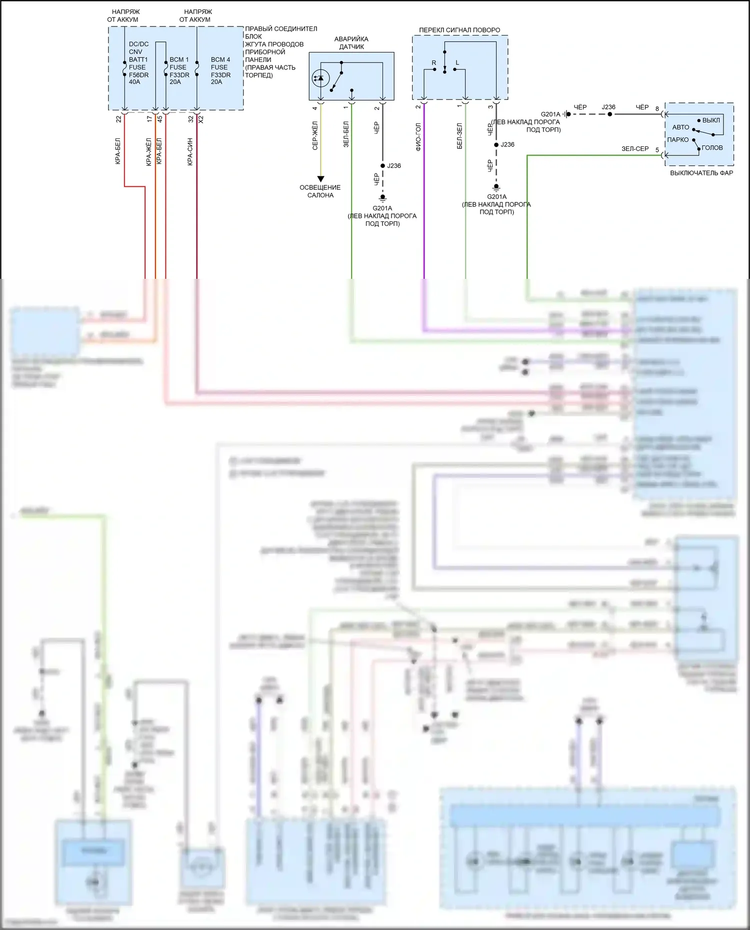 Yukon GMC V (2020-2024): Электросхема фар и фонарей (5 из 5) 