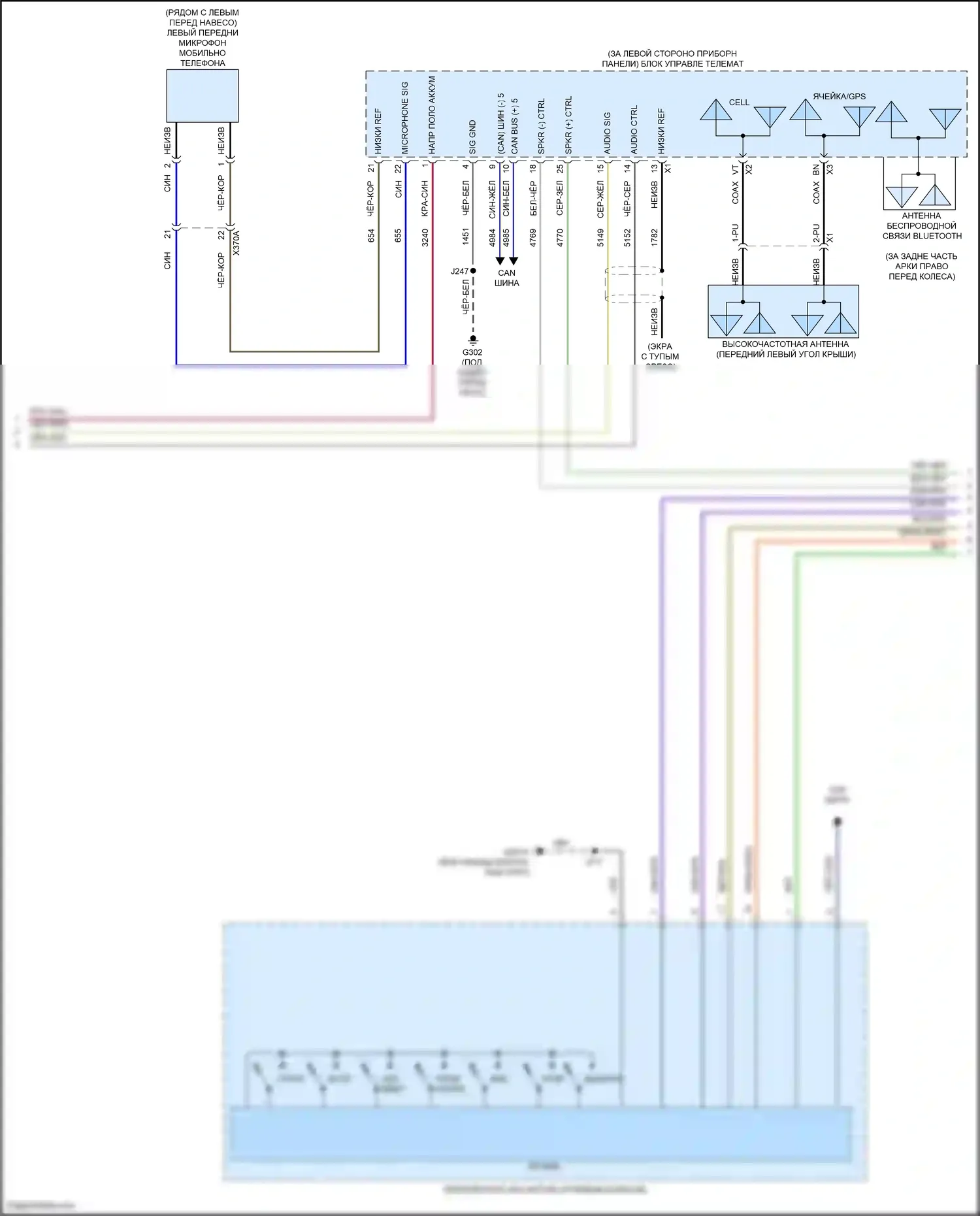 Yukon GMC V (2020-2024): Электросхема навигации, без объемного усилителя (2 из 4) 