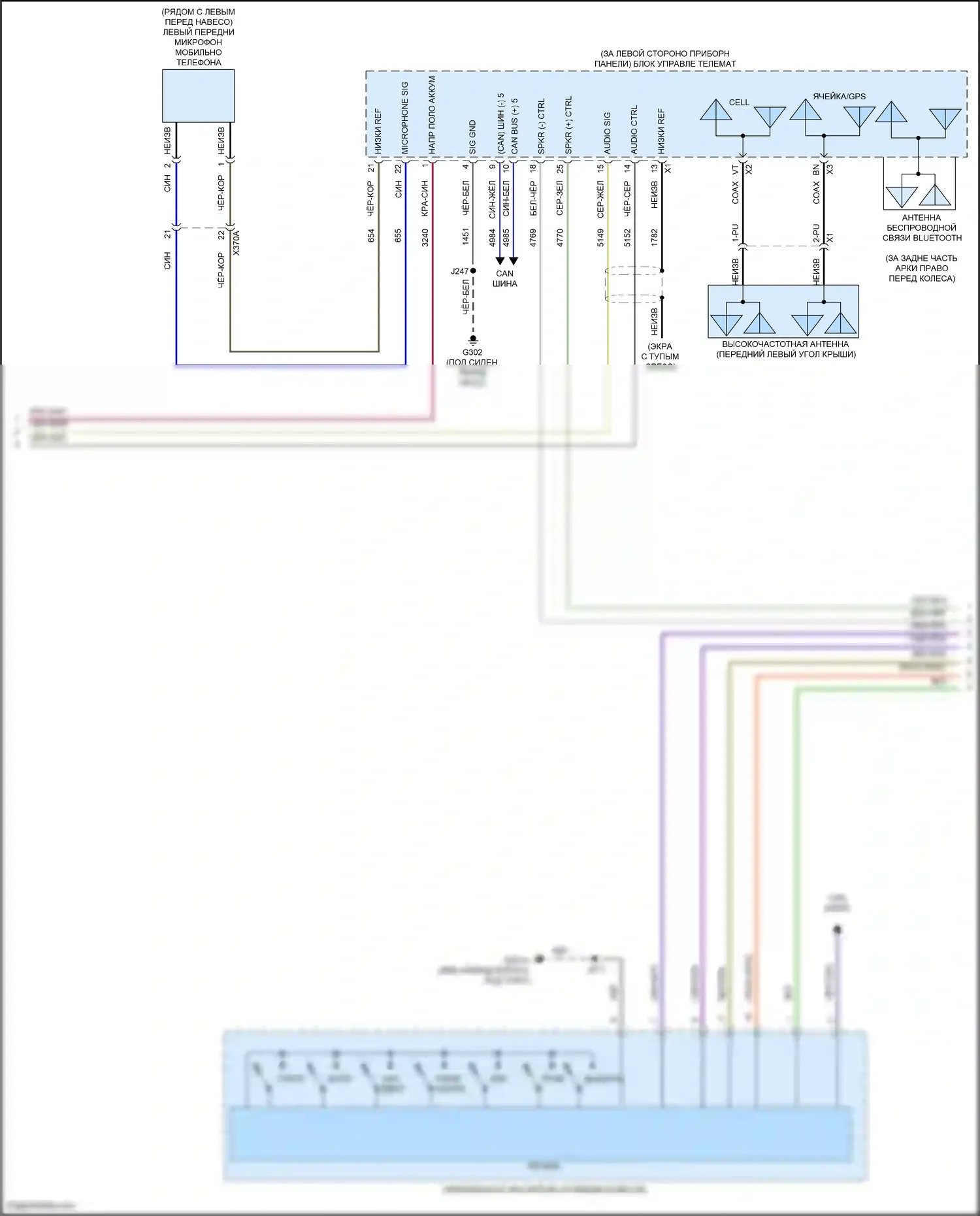 Yukon GMC V (2020-2024): Электросхема навигации с усилителем объемного звучания и магнитолой (2 из 4) 