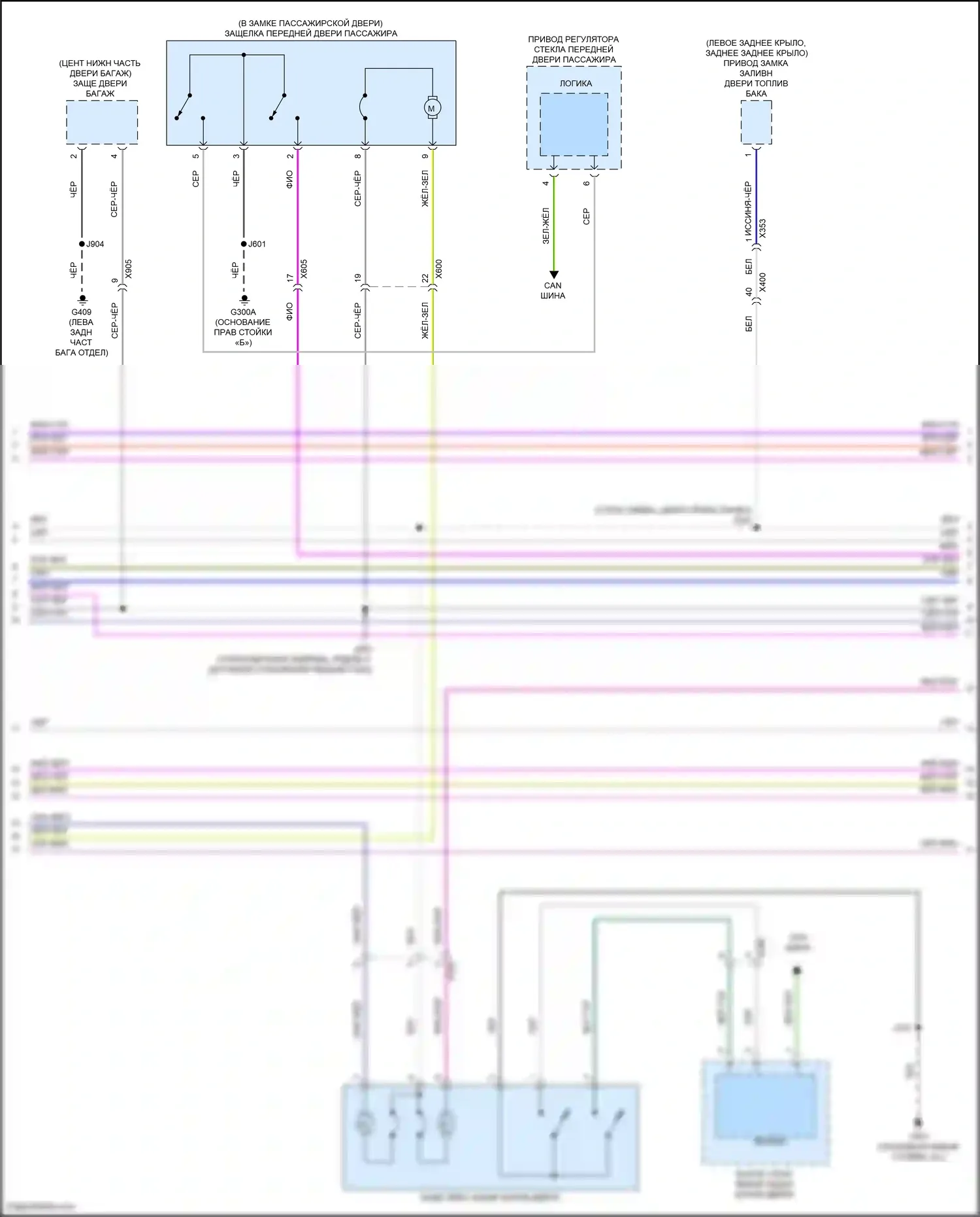 Yukon GMC V (2020-2024): Электросхема центрального замка (2 из 7) 