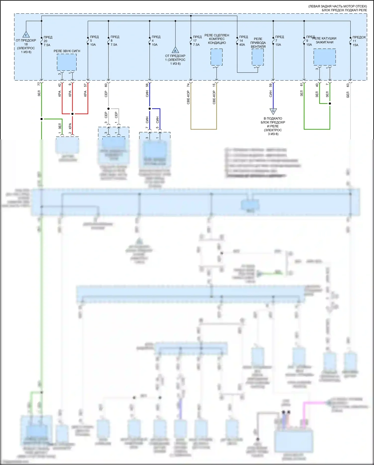 Accord Honda IX рестайлинг (2014-2019): Электросхема блока предохранителей реле, кроме гибридного (2 из 6) 