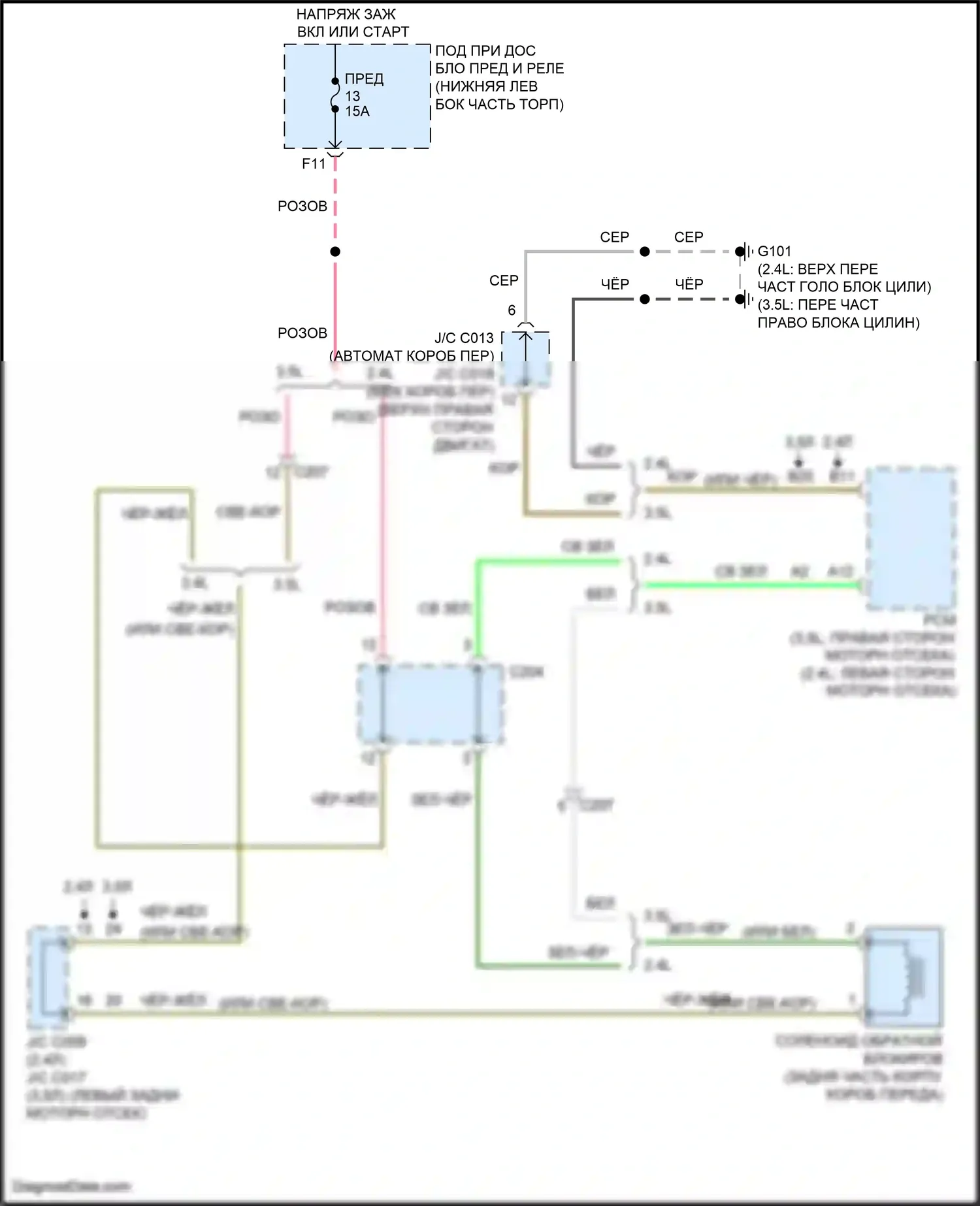 Accord Honda IX рестайлинг (2014-2019): Электросхема обратной блокировки 