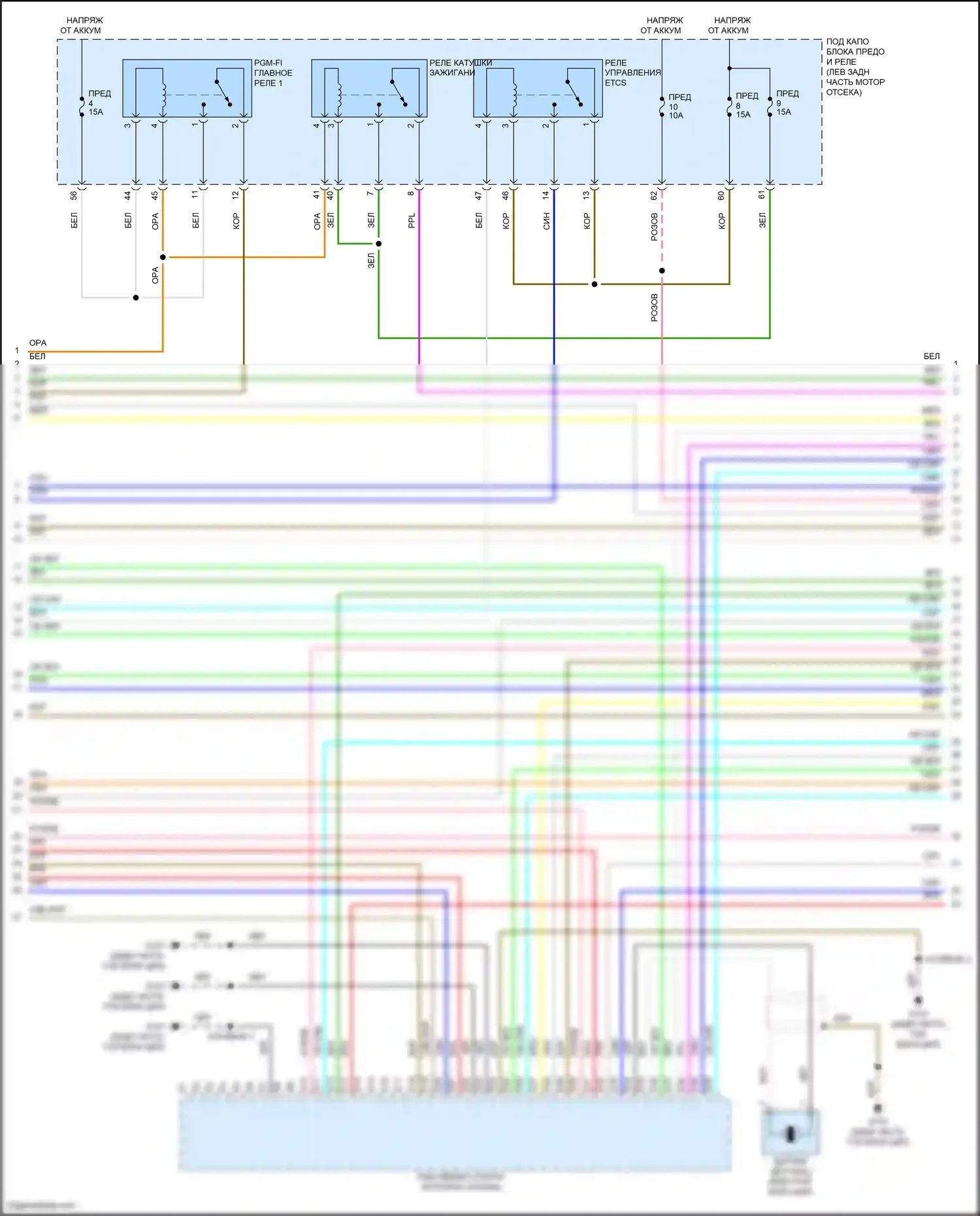 Accord Honda IX рестайлинг (2014-2019): Электросхема двигатель 2.0л гибрид, электросхема органов управления двигателем (4 из 8) 