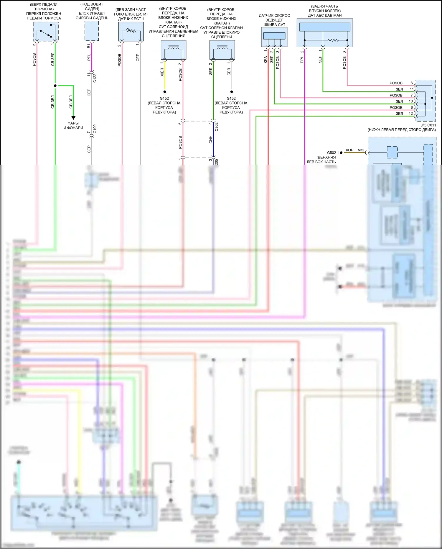 Accord Honda IX рестайлинг (2014-2019): Электросхема коробки передач, за исключением гибридного вариатора (2 из 2) 