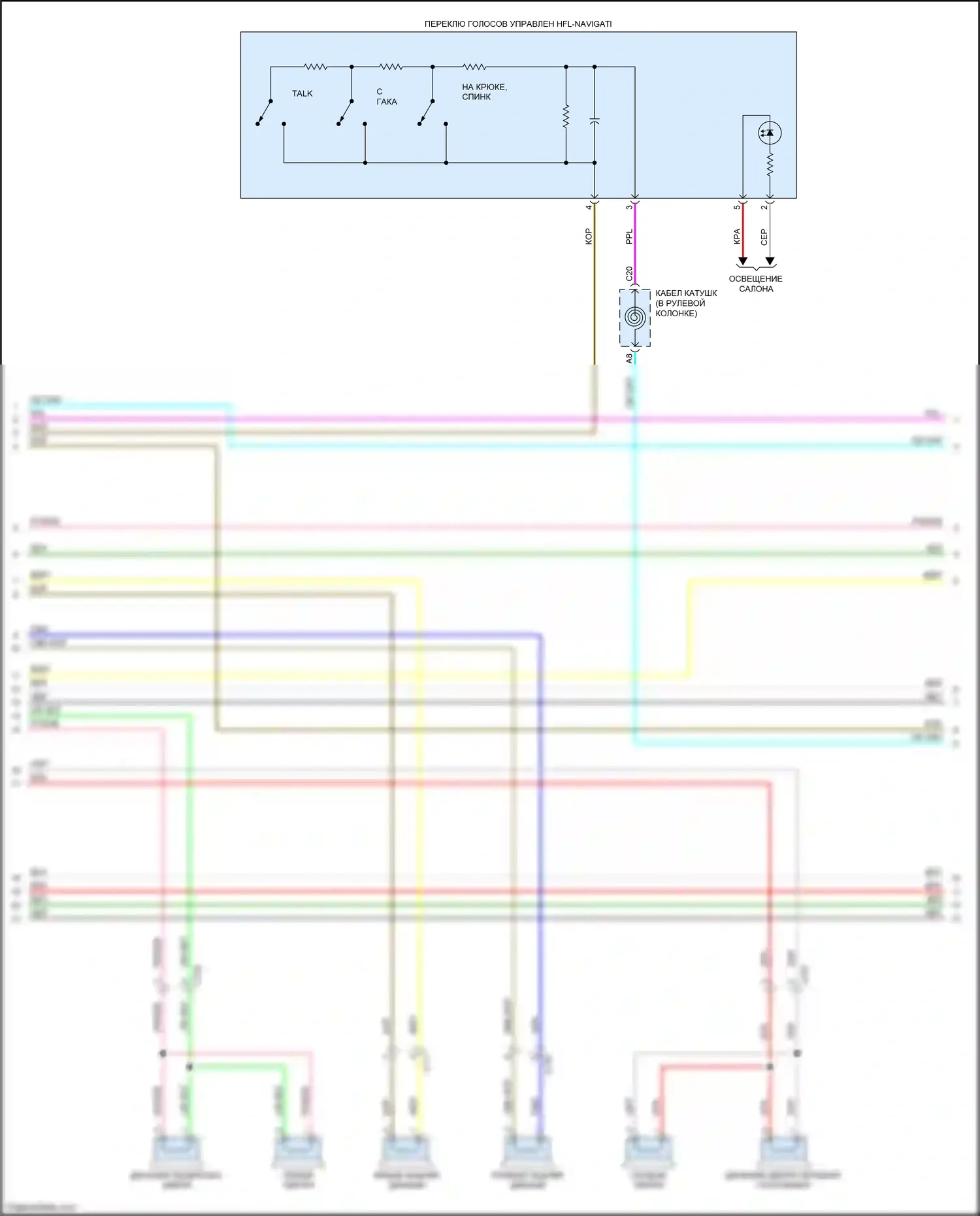 Accord Honda IX рестайлинг (2014-2019): Электросхема магнитолы, с дисплеем аудио, без усилителя (3 из 5) 