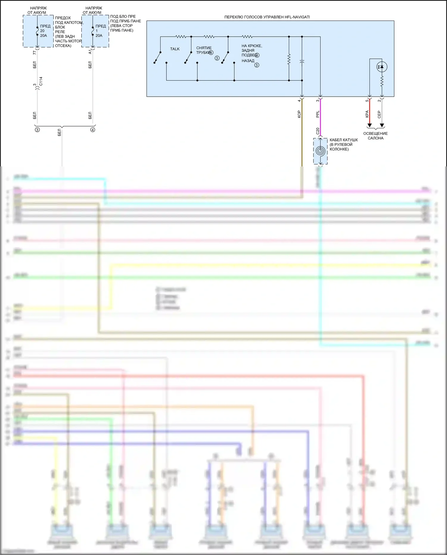 Accord Honda IX рестайлинг (2014-2019): Электросхема магнитолы, с дисплеем аудио и усилителем (3 из 5) 