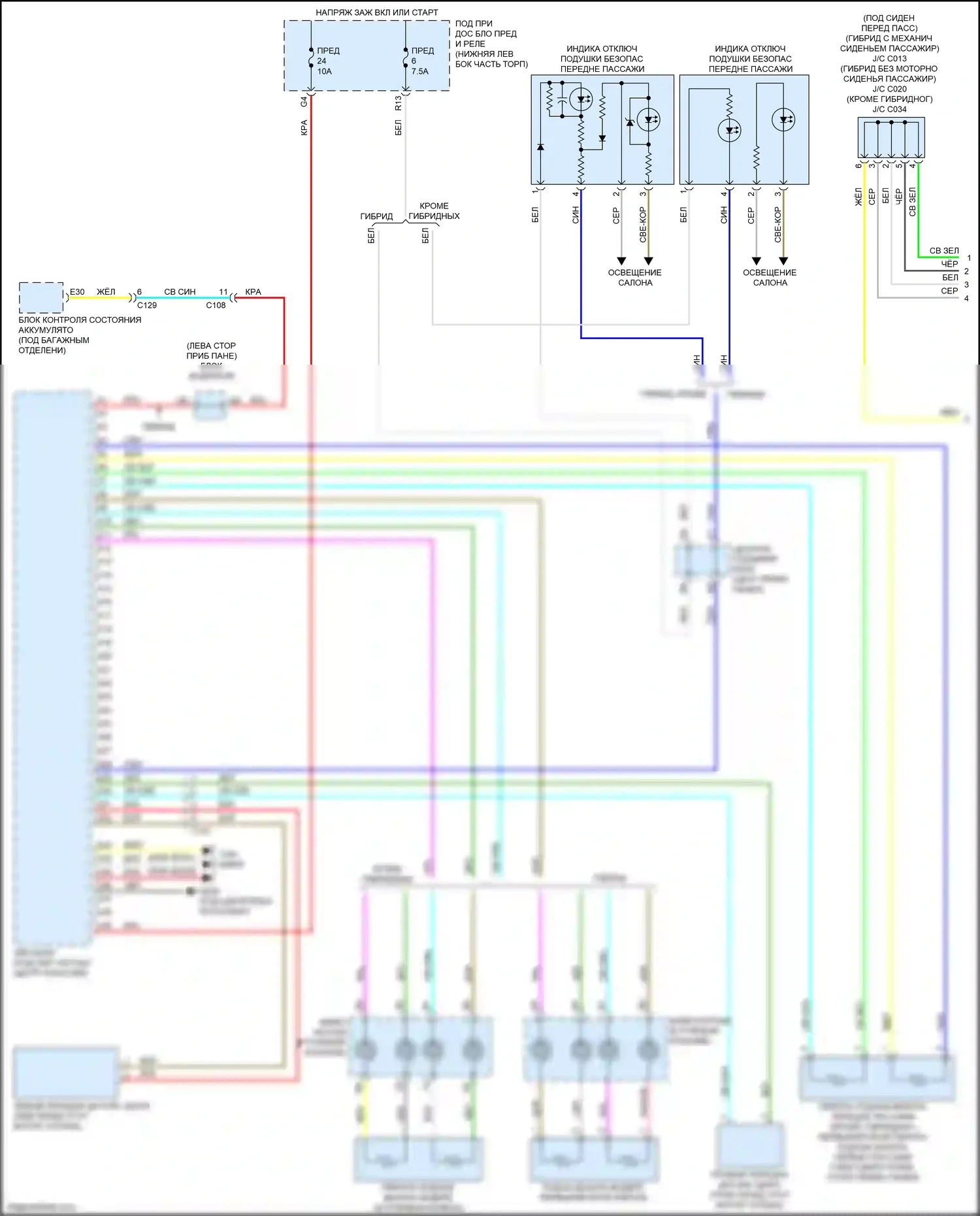Accord Honda IX рестайлинг (2014-2019): Электросхема подушек безопасности (1 из 3) 
