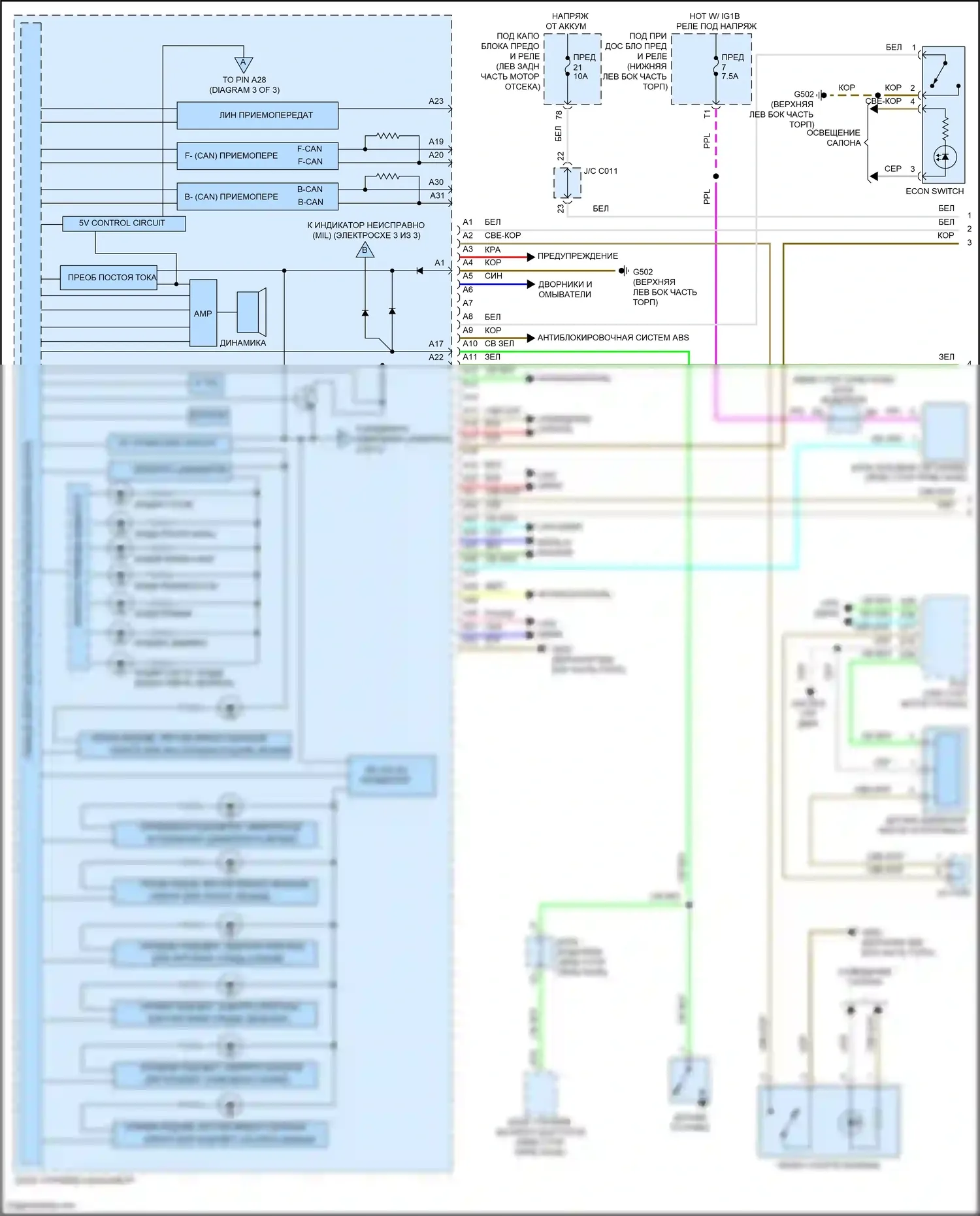 Accord Honda IX рестайлинг (2014-2019): Электросхема приборной панели, гибридная (1 из 3) 