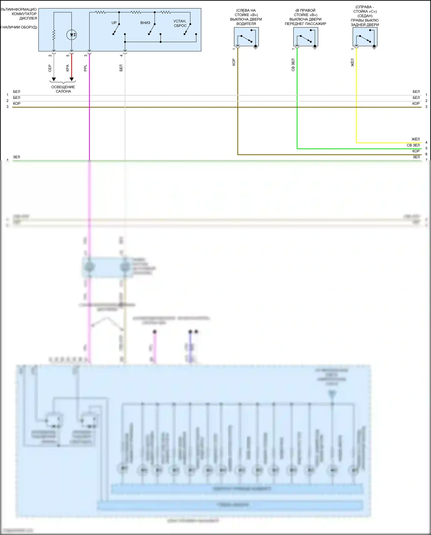 Accord Honda IX рестайлинг (2014-2019): Электросхема приборной панели, кроме гибридной (2 из 3) 