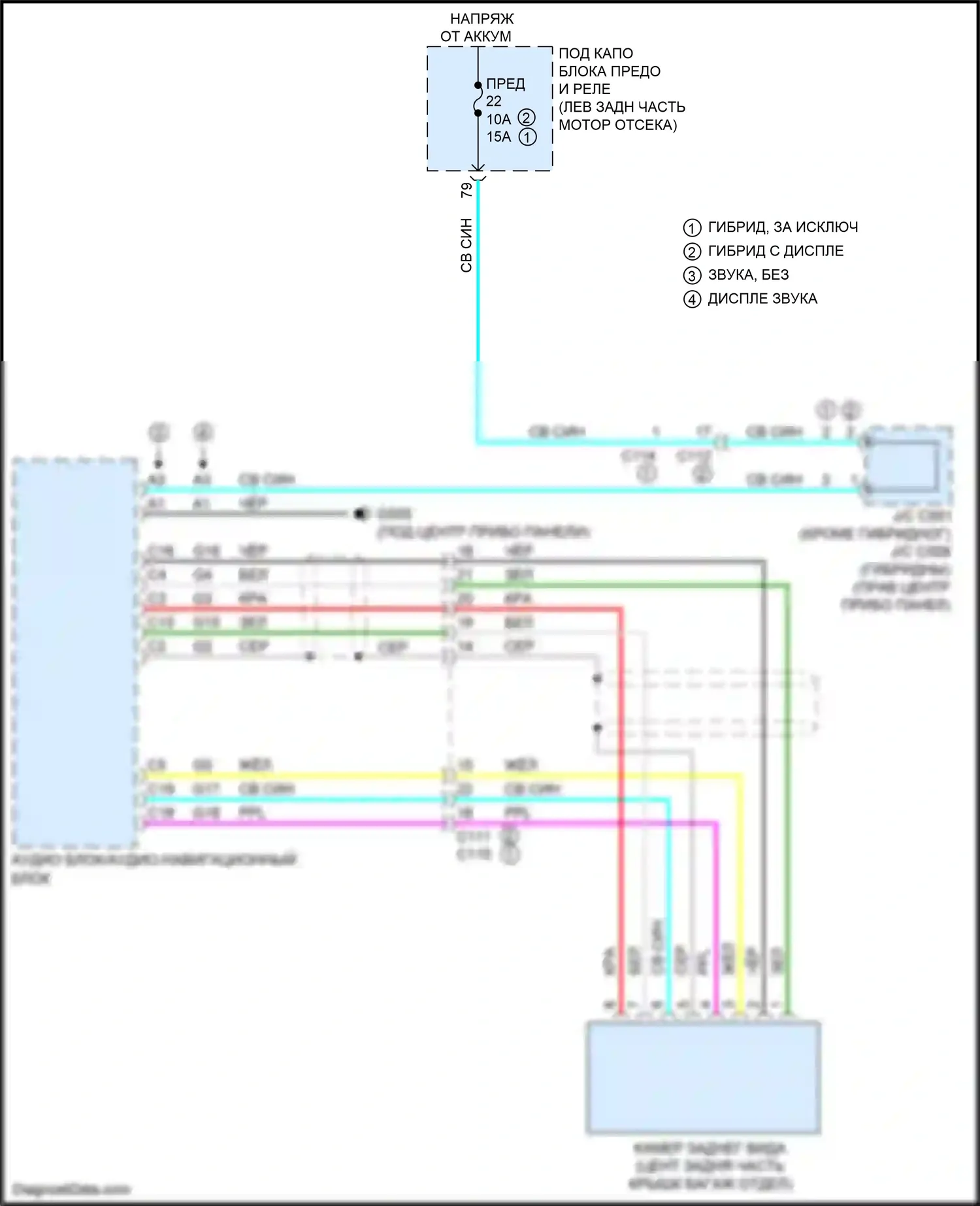 Accord Honda IX рестайлинг (2014-2019): Электросхема камеры заднего вида, седан 