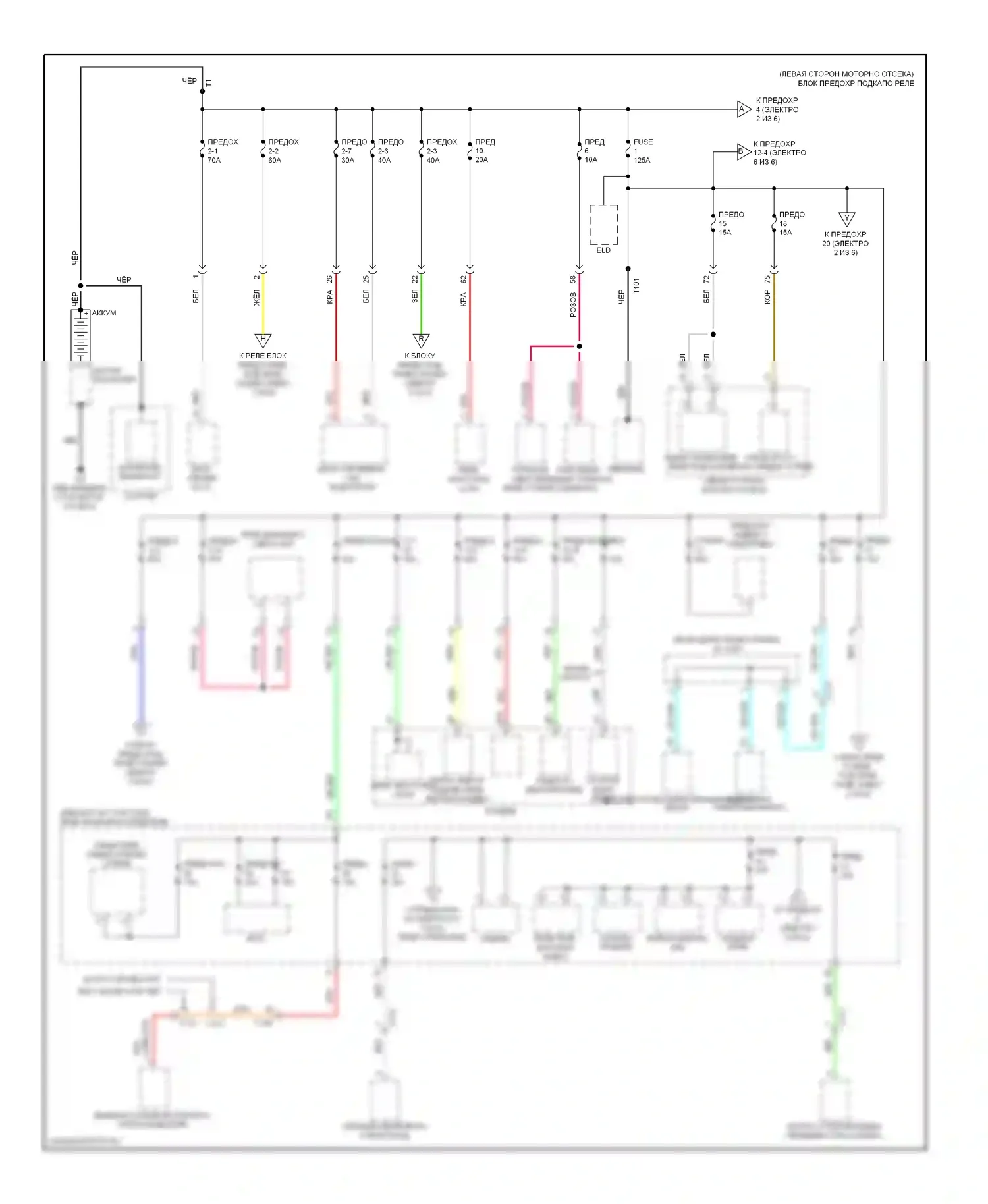 Accord Honda IX (2012-2016): Электросхема блока предохранителей реле, кроме гибридного (1 из 6) 