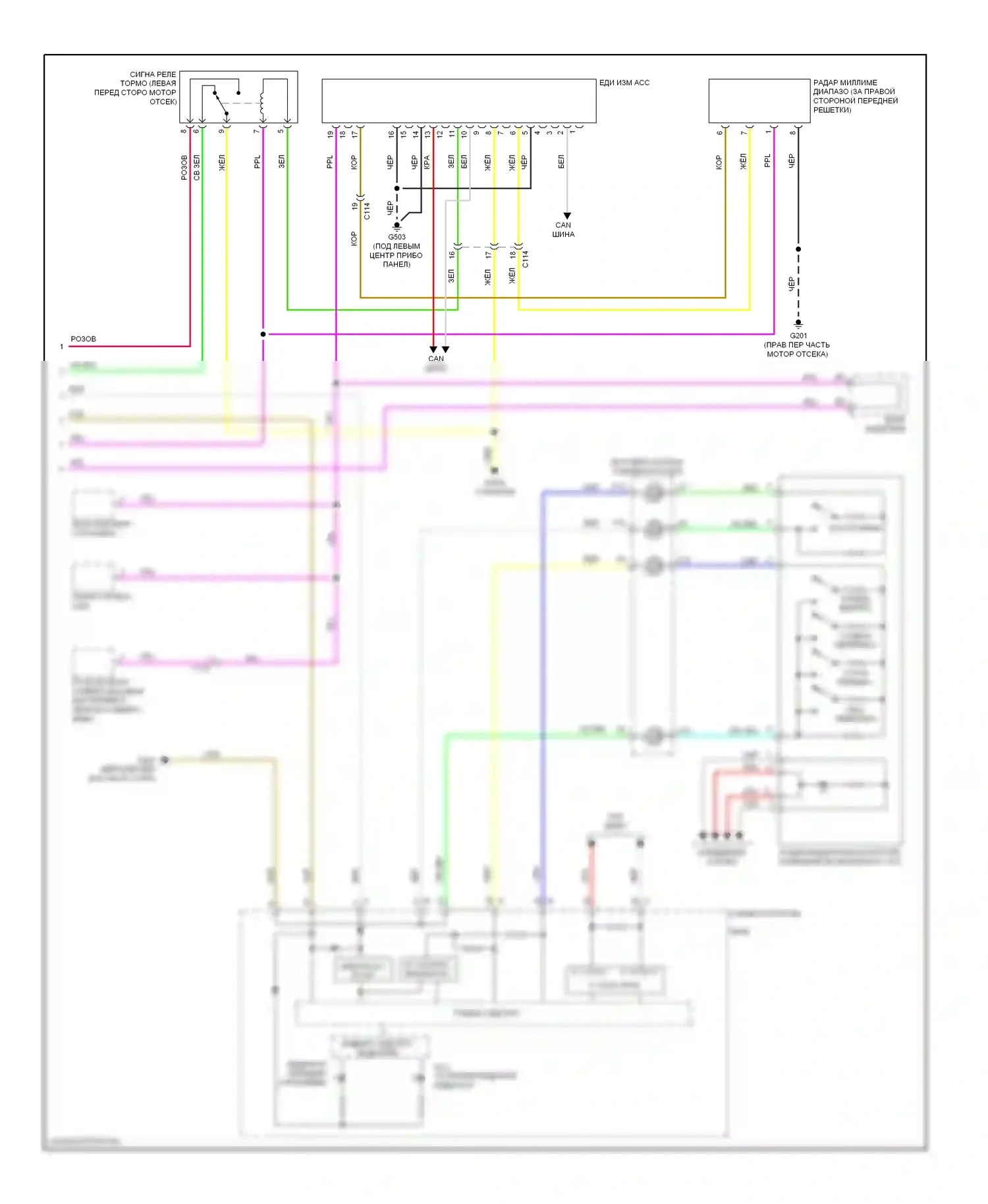 Accord Honda IX (2012-2016): Электросхема адаптивного круиз-контроля, кроме гибридного (2 из 2) 
