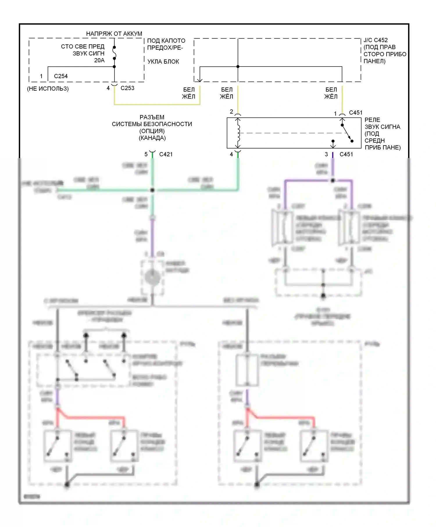 Accord Honda V (1993-1998): Электросхема клаксона 