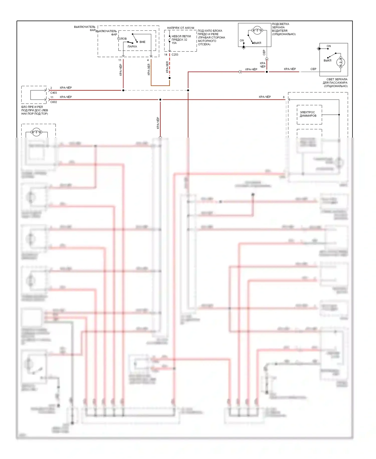 Accord Honda V (1993-1998): Электросхема подсветки приборной панели 