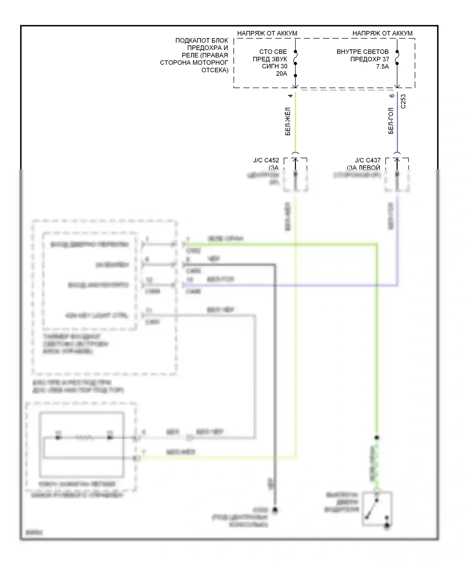 Accord Honda V (1993-1998): Световая электросхема ключа зажигания 