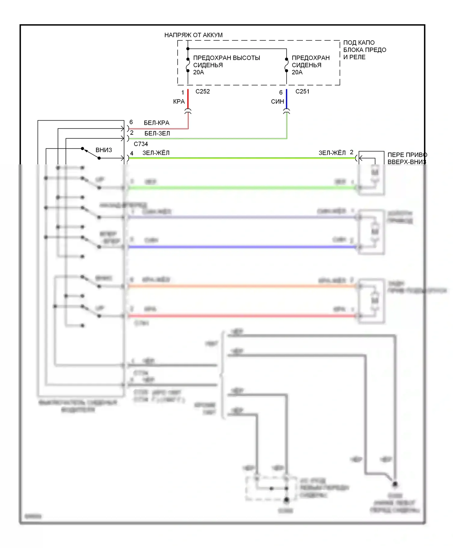 Accord Honda V (1993-1998): 6-сторонняя электросхема сиденья питания 