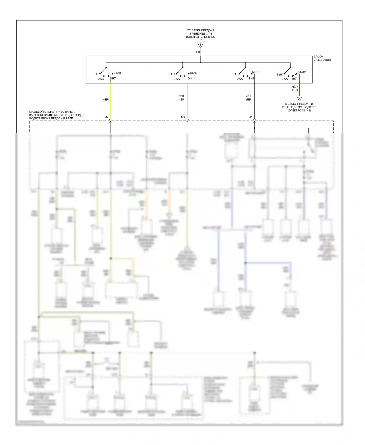 Accord Honda VI (1997-2002): Электросхема блока предохранителей реле (4 из 6) 