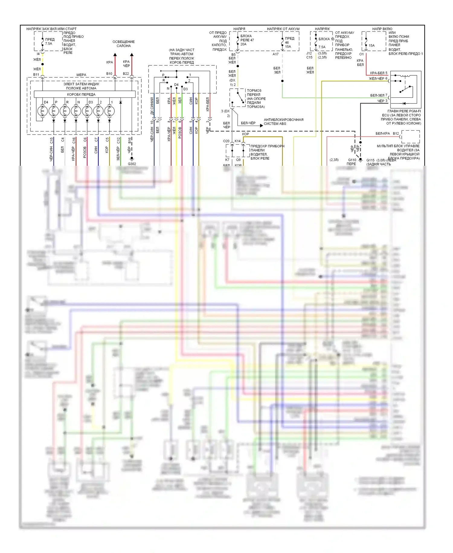 Accord Honda VI (1997-2002): Электросхема автоматической коробки передач 