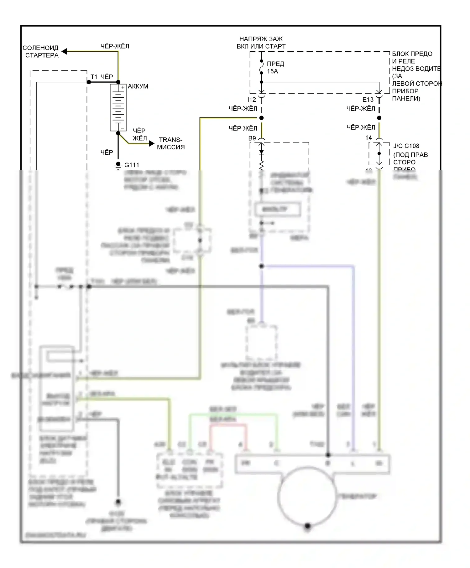 Accord Honda VI (1997-2002): 3,0л, электросхема генератора 