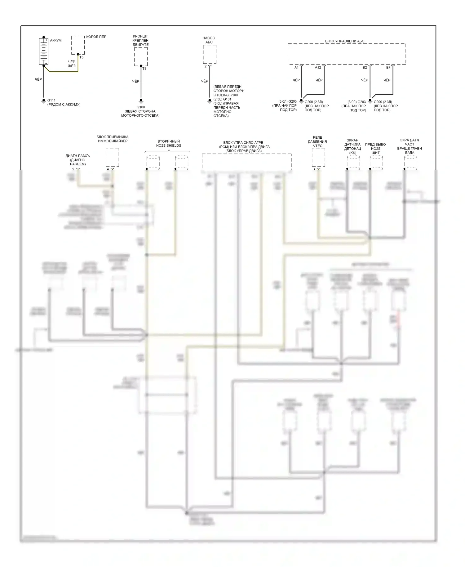 Accord Honda VI (1997-2002): Электросхема разводки массы (1 из 6) 