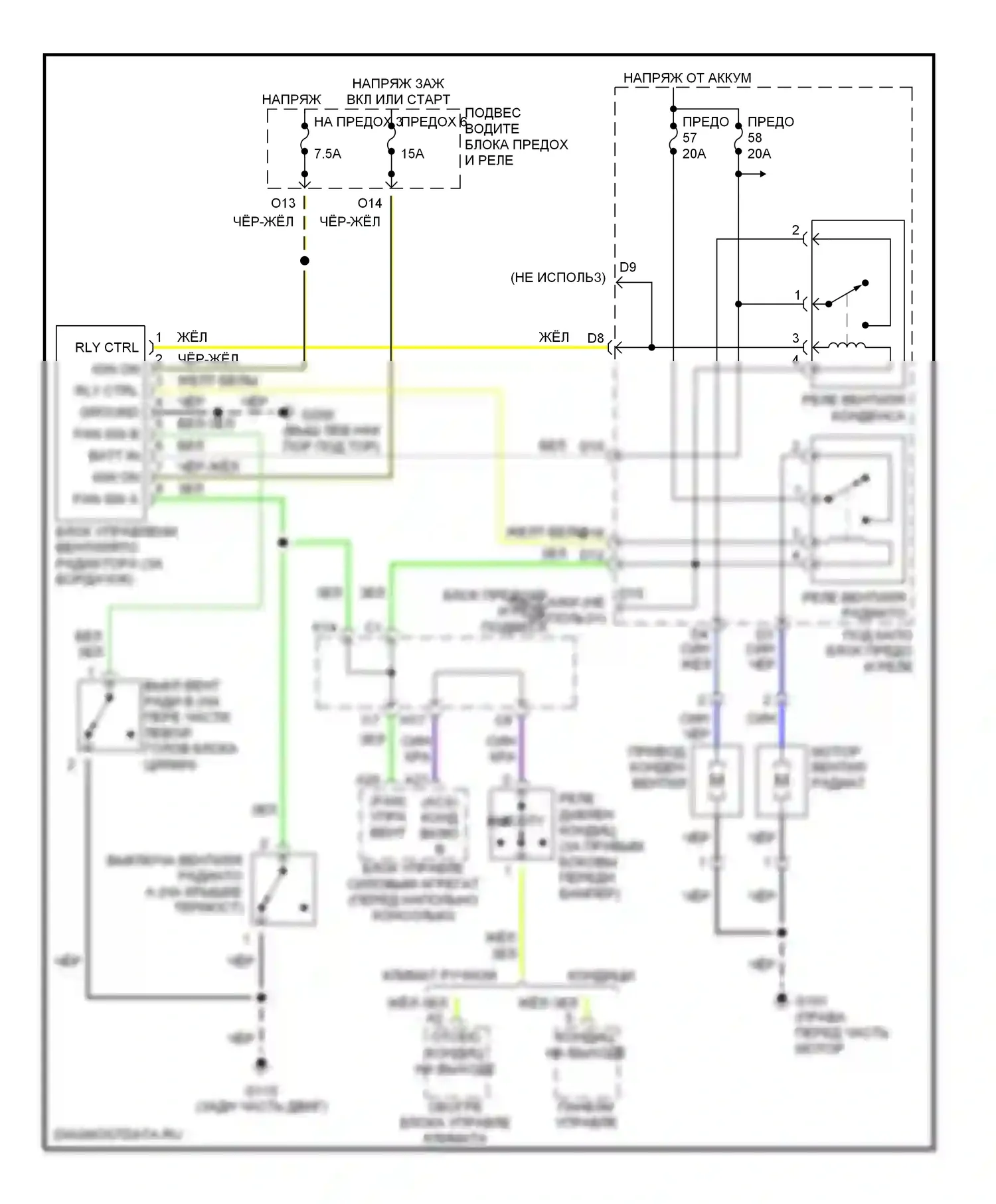 Accord Honda VI (1997-2002): 3,0л, электросхема вентилятора охлаждения 