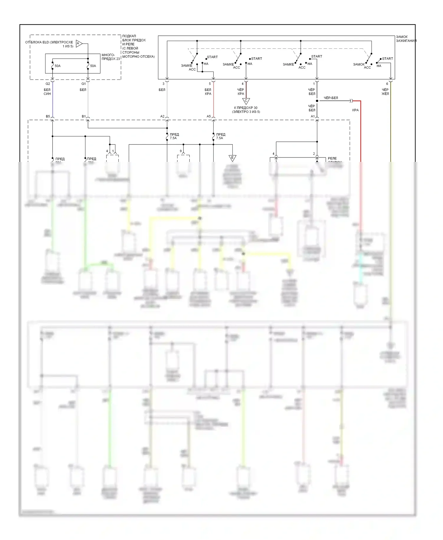 Accord Honda VII рестайлинг (2005-2008): Электросхема блока предохранителей реле, гибридного (2 из 5) 
