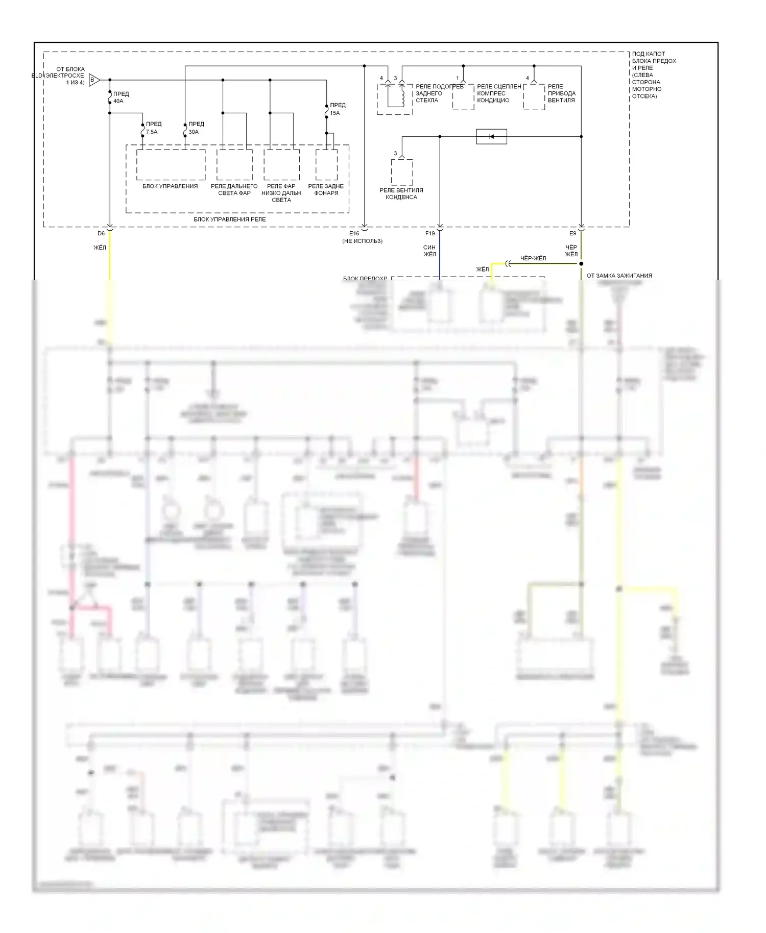 Accord Honda VII рестайлинг (2005-2008): Электросхема блока предохранителей реле, гибридного (3 из 5) 