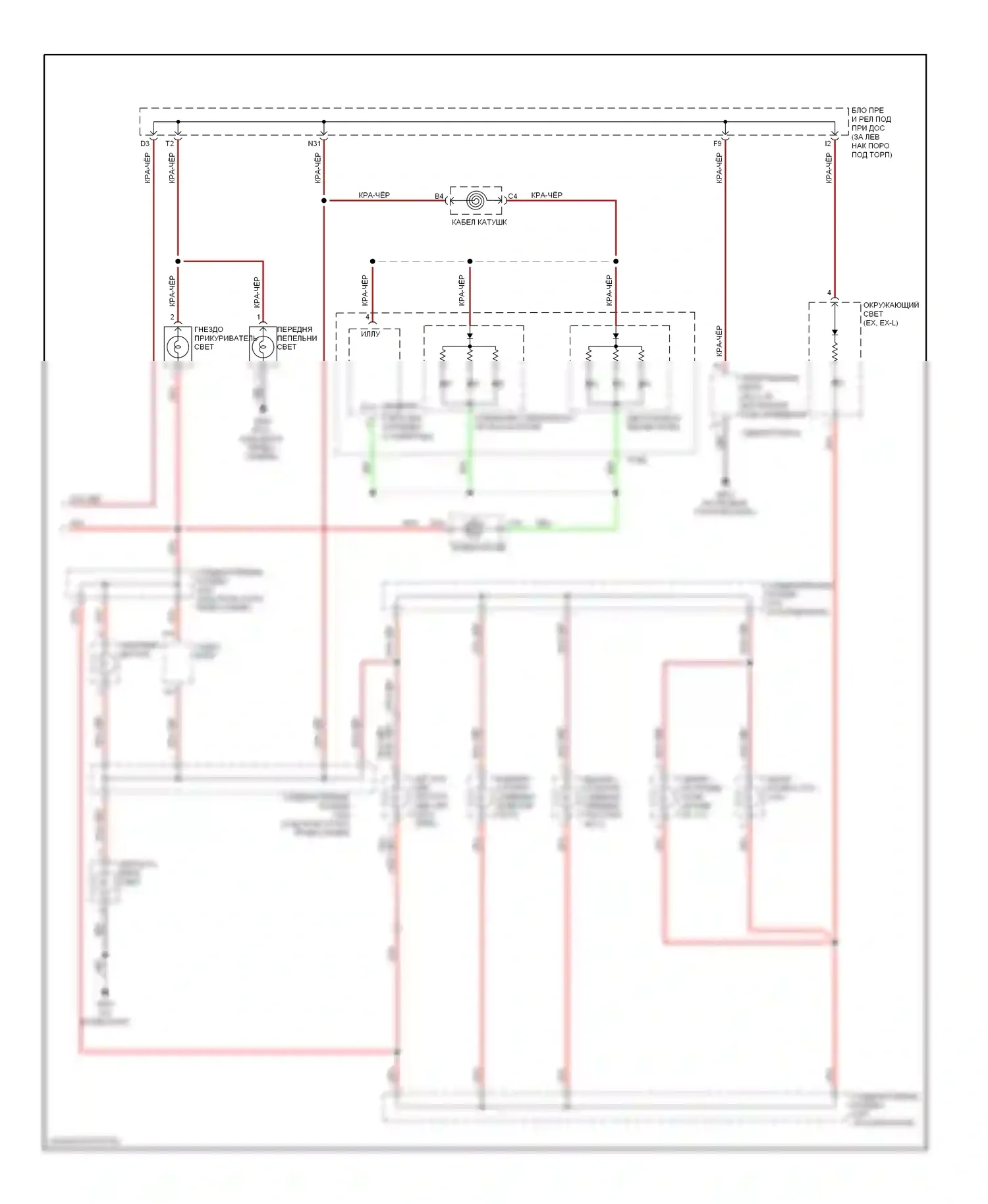 Accord Honda VII рестайлинг (2005-2008): Электросхема подсветки приборной панели, кроме гибридной (2 из 2) 