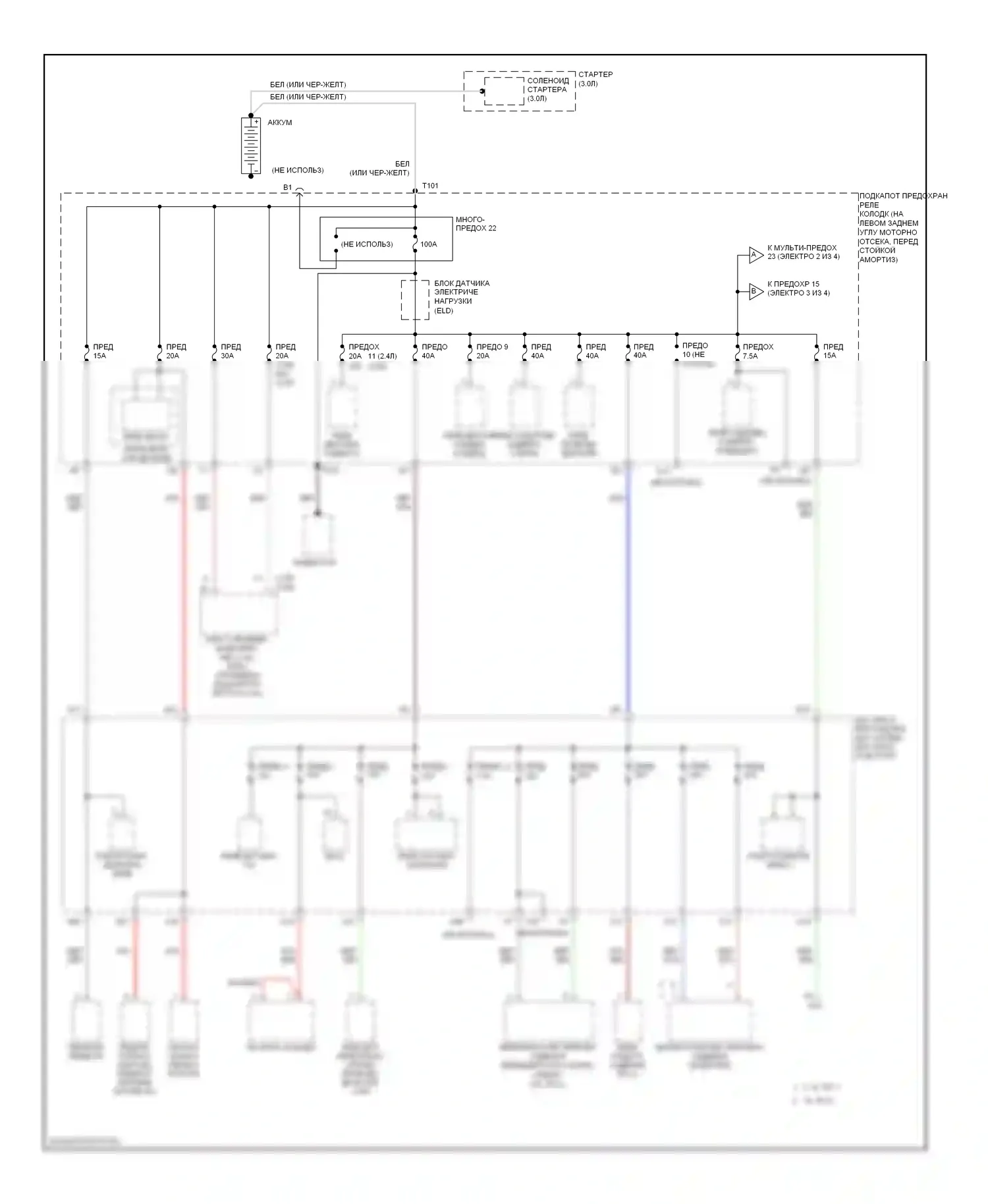 Accord Honda VII (2002-2006): Электросхема блока предохранителей реле (1 из 4) 