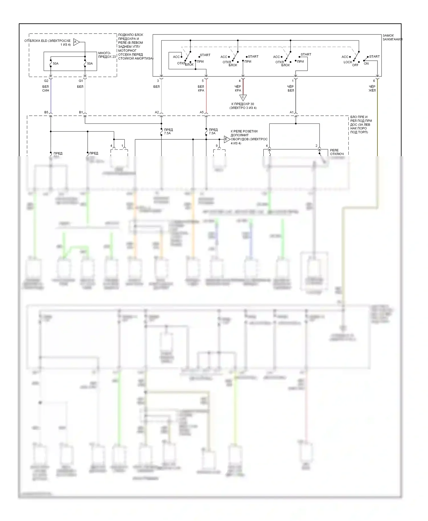 Accord Honda VII (2002-2006): Электросхема блока предохранителей реле (2 из 4) 